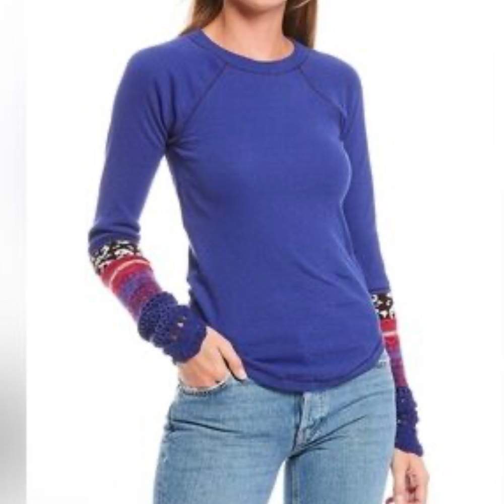 Free People in the Mix Cuff Top  size M